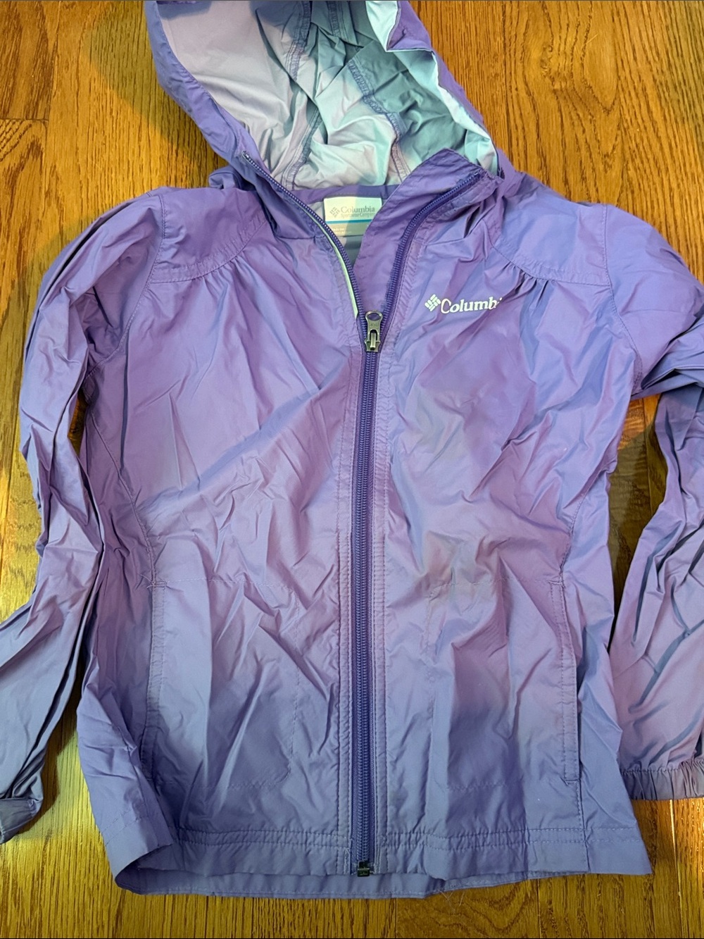 Columbia Purple Girls' Hooded Rain Jacket 6/6X